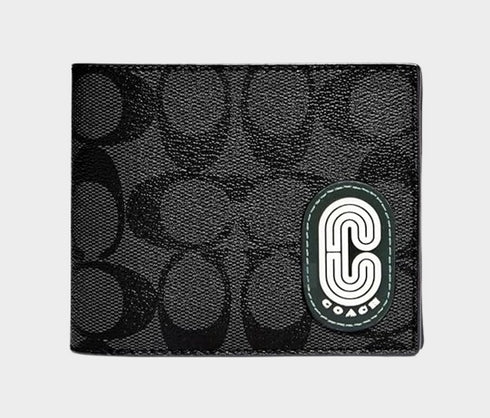 3 In 1 WALLET QB/CHALK/CANDIED GREEN WITH COACH PATCH